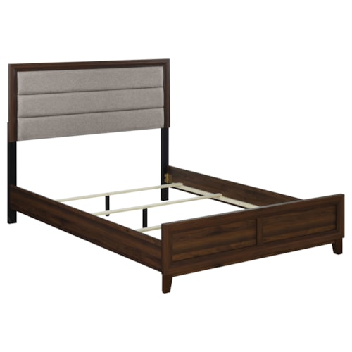 Welsley 50-Inch Upholstered California King Bed Walnut