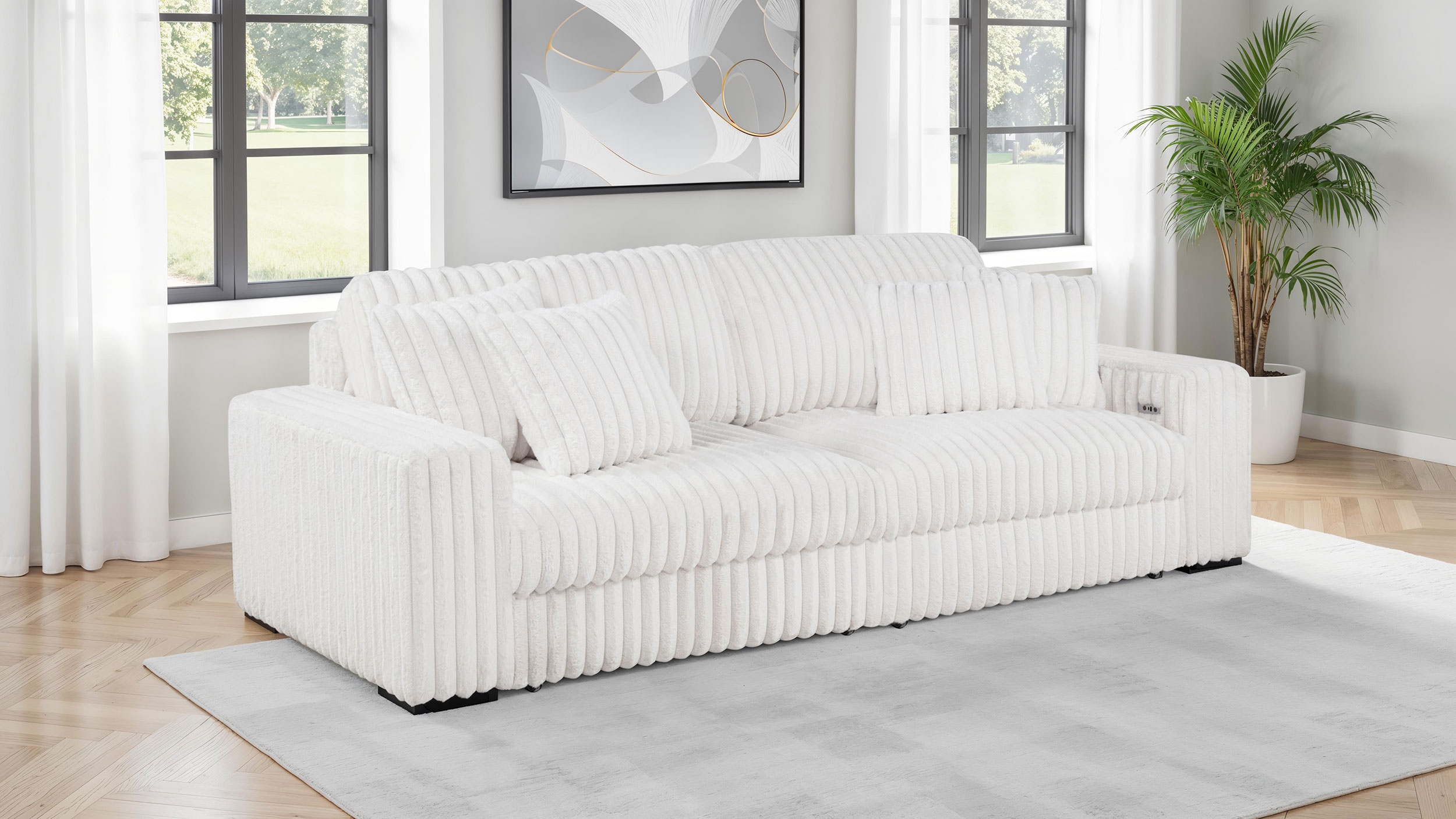Jacana Corduroy Dual Power Chaise Sofa