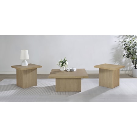 Devar Cocktail Coffee End Table Set Latte