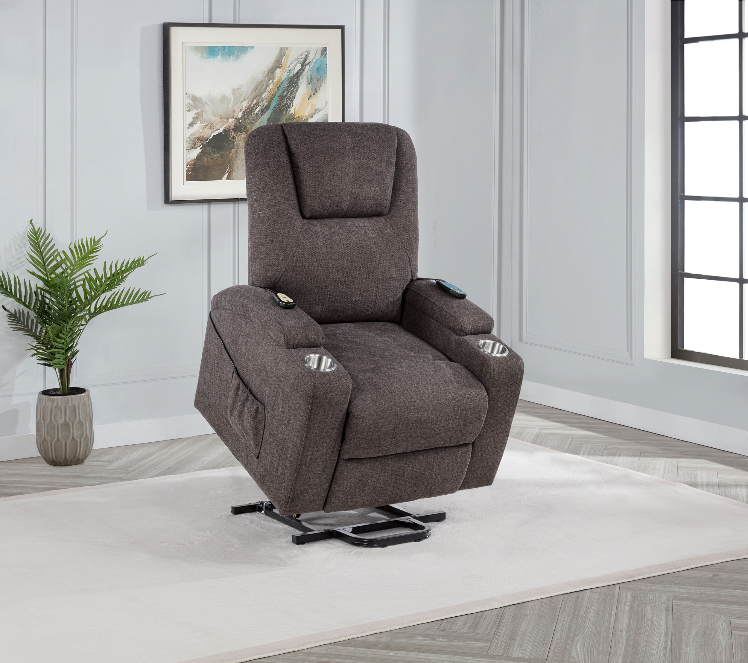 Coaster Louie Louie Chenille Power Lift Massage Chair