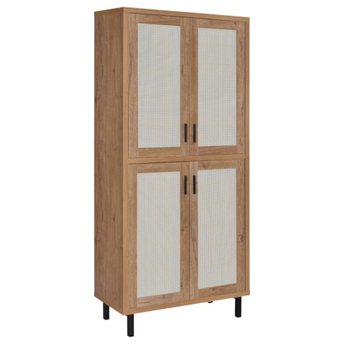 Teller 80-Inch 4-Door Tall Shoe Storage Cabinet Natural Oak