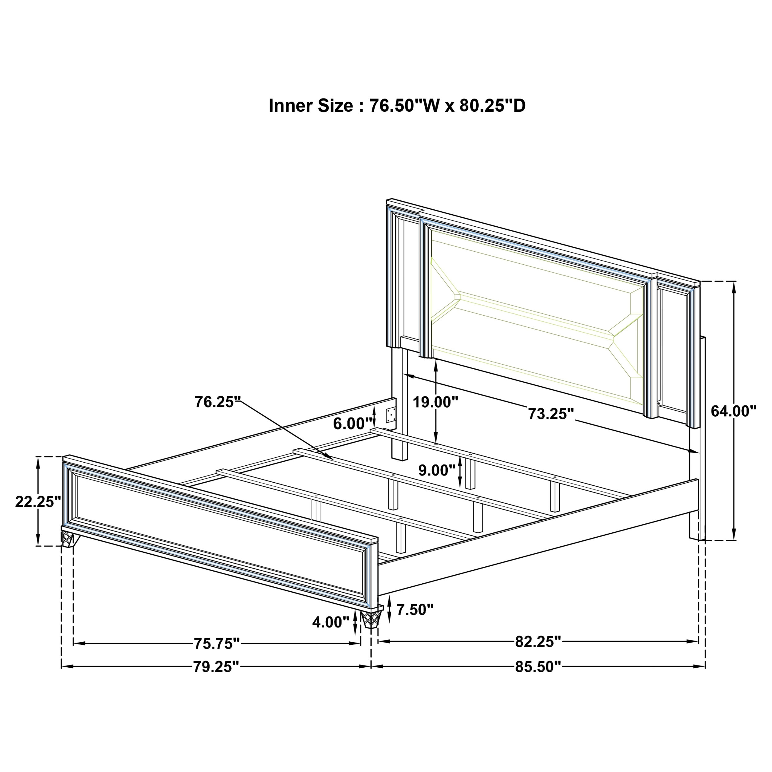 Coaster Marmore Marmore King Panel Bed LED Headboard