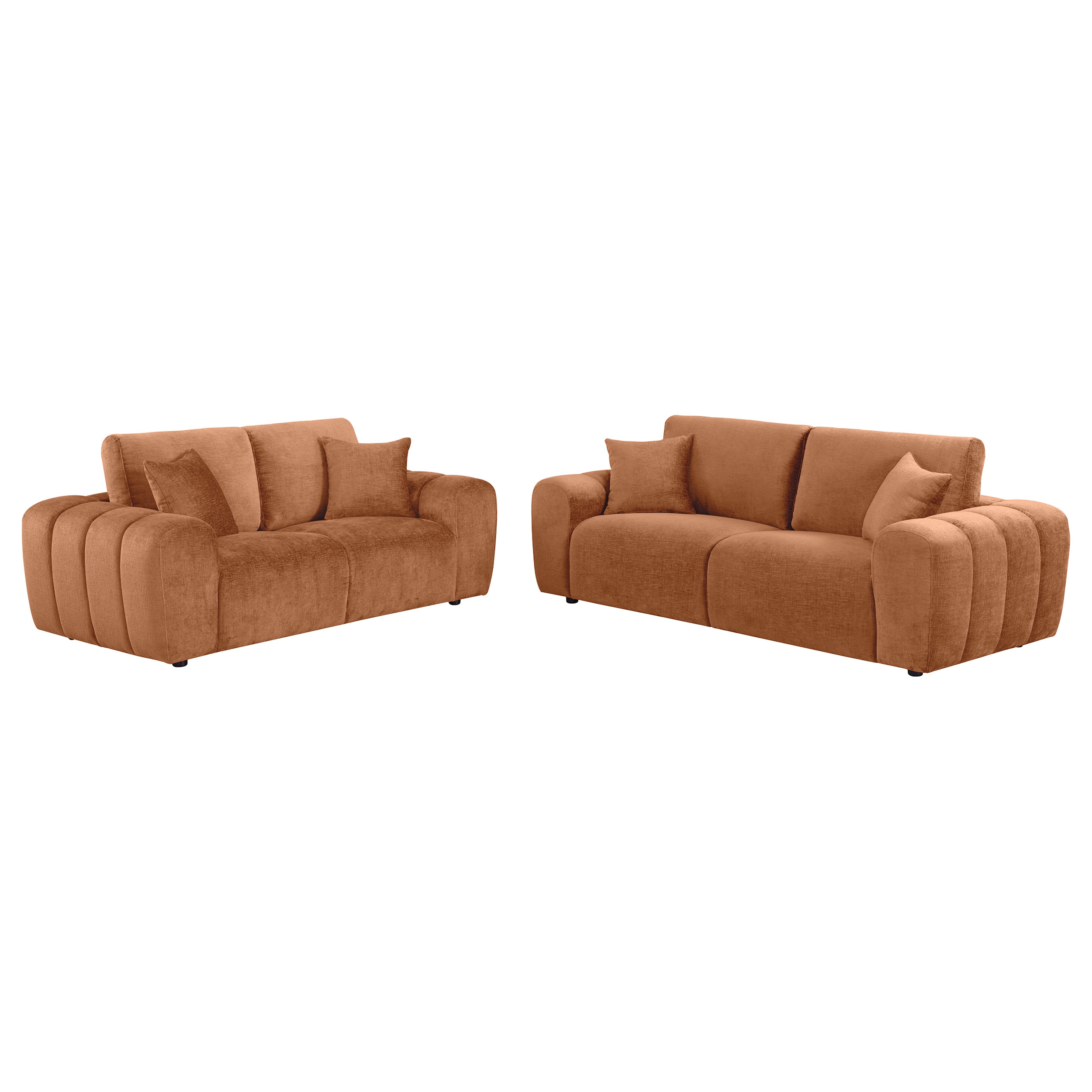 Coaster Burnett Burnett Chenille Sofa Set Burnt Orange