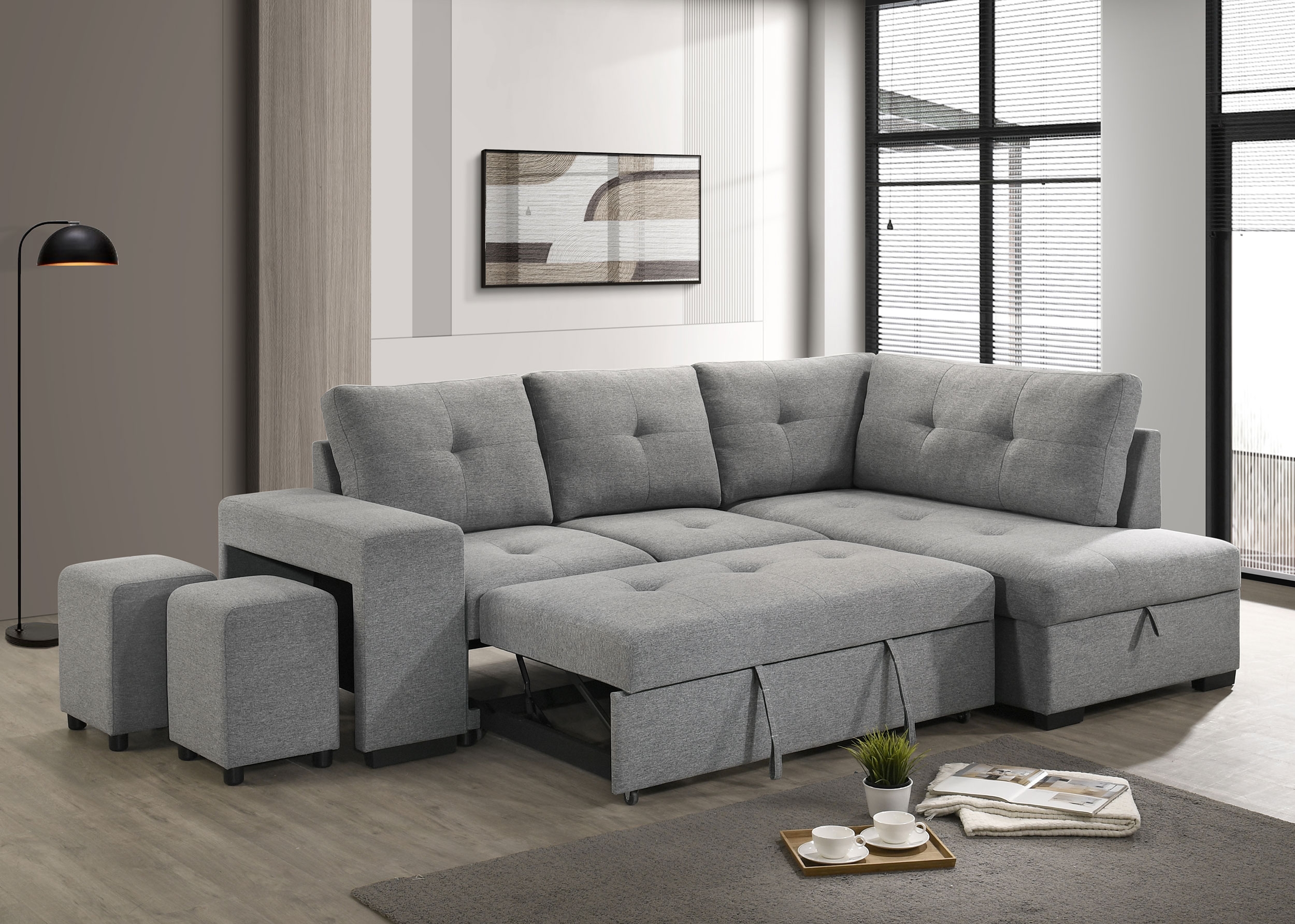 Roanne Fabric Sleeper Sectional Sofa