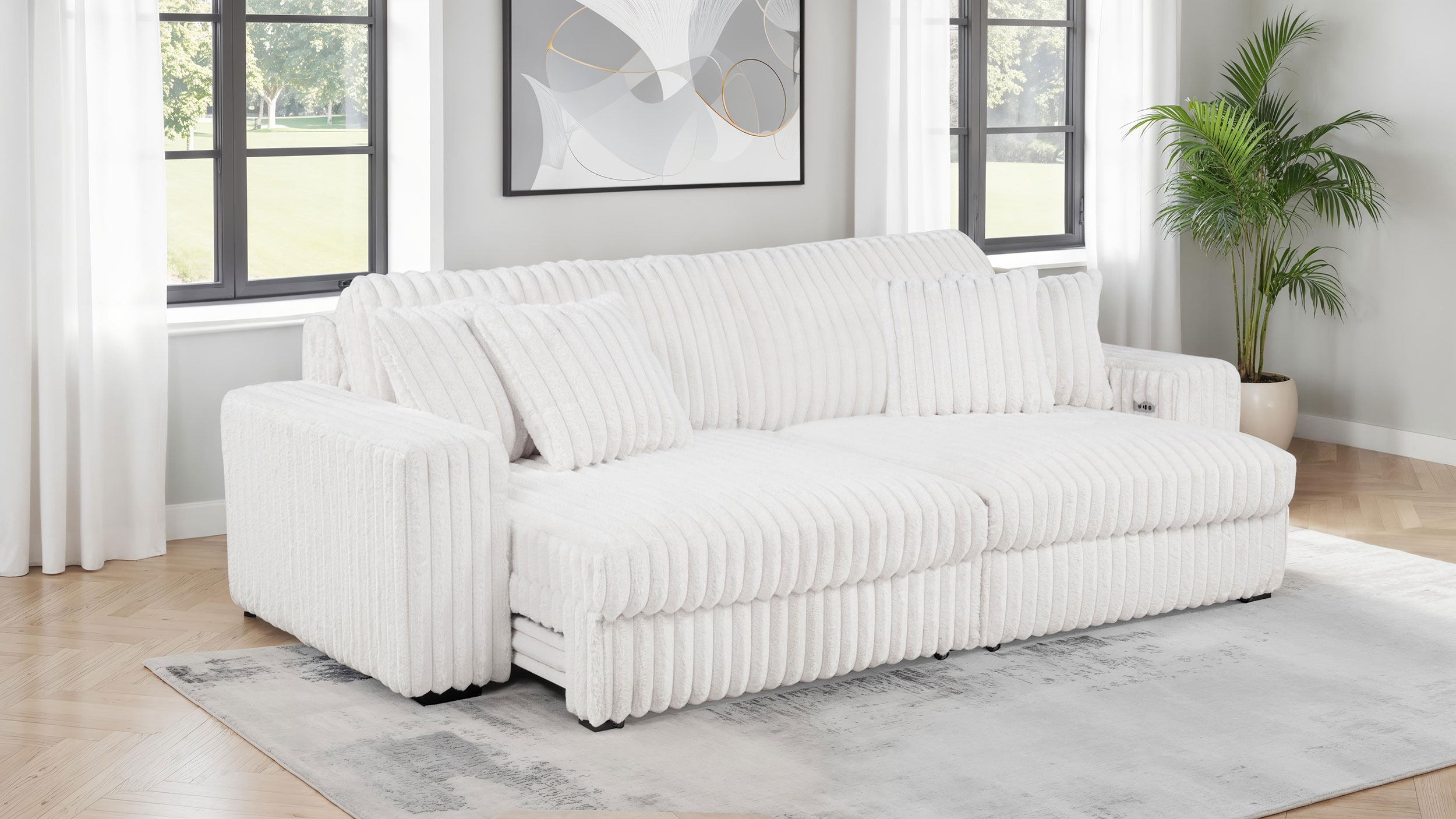 Jacana Corduroy Dual Power Chaise Sofa