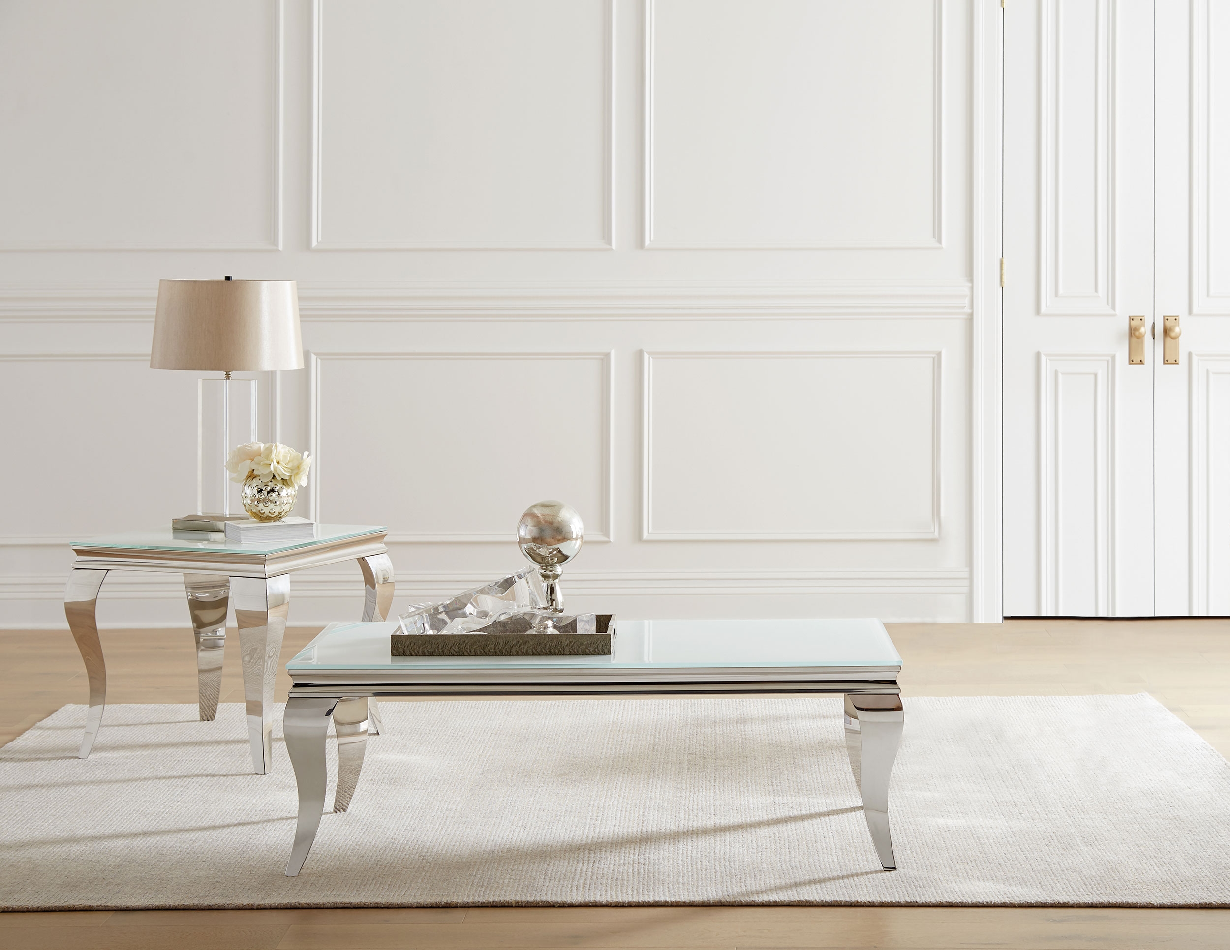 Carone Glass Top Coffee End Table Set