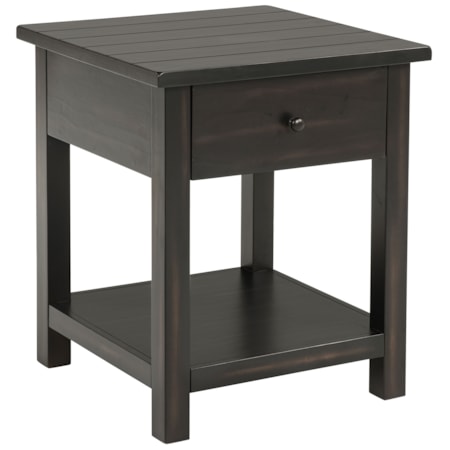 Wood End Table w/ Shelf