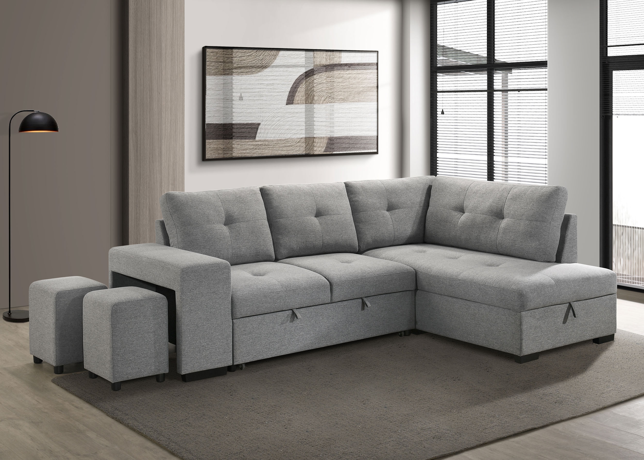 Roanne Fabric Sleeper Sectional Sofa