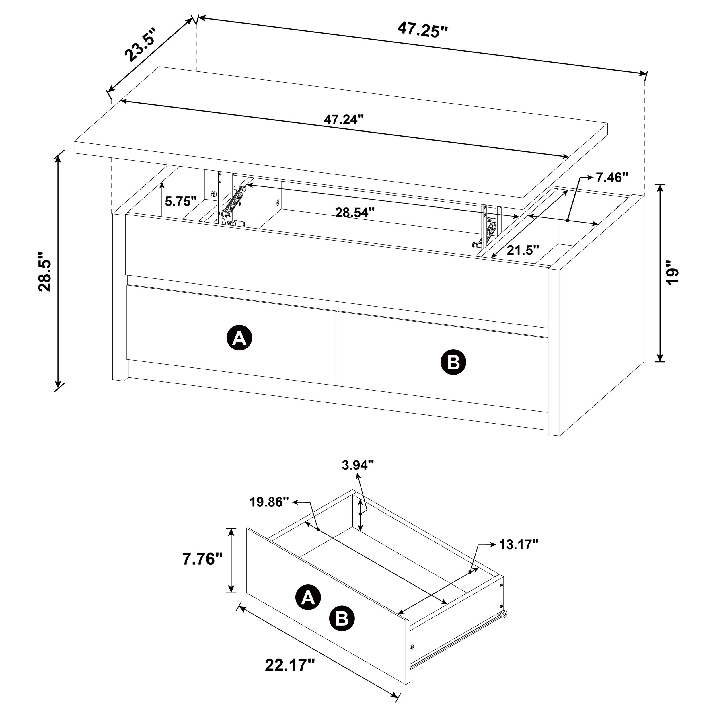 Coaster Knapp Knapp Lift Top Cocktail Coffee Table