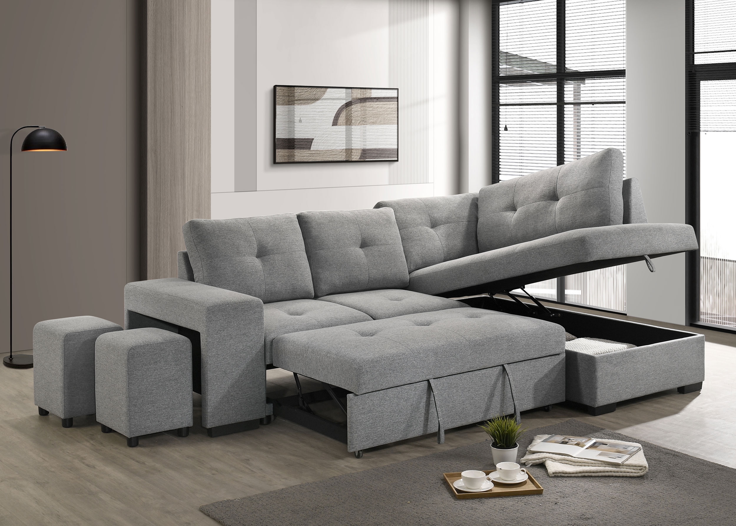 Roanne Fabric Sleeper Sectional Sofa