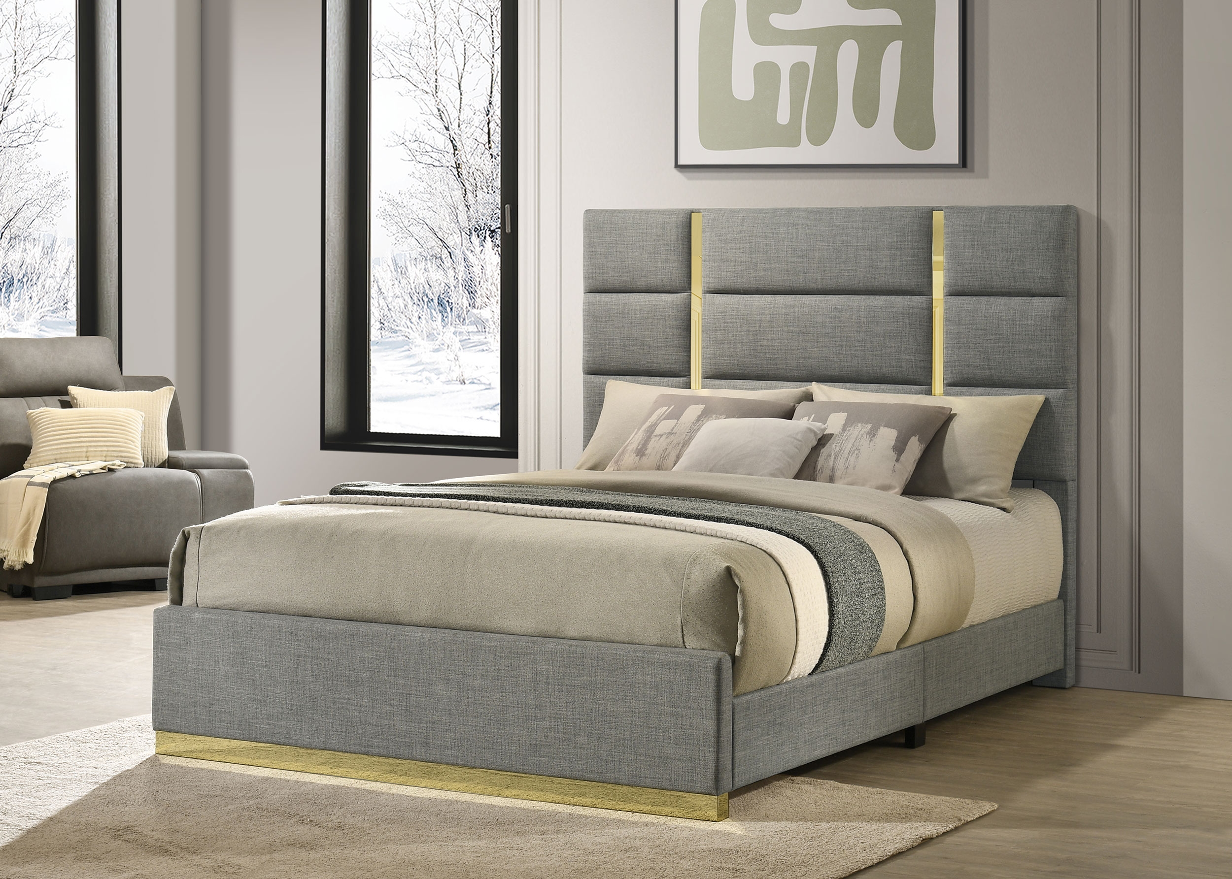 Ines Fabric King Panel Bed