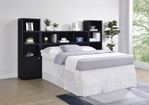 Westpark 3-Piece Queen Bedroom Set Bookcase Headboard Black