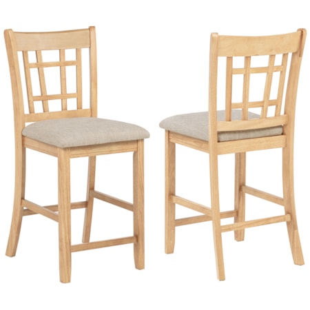 Wood Counter Height Dining Chair Linen and