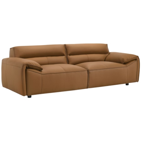 Buxton Top Grain Leather Sofa Orange