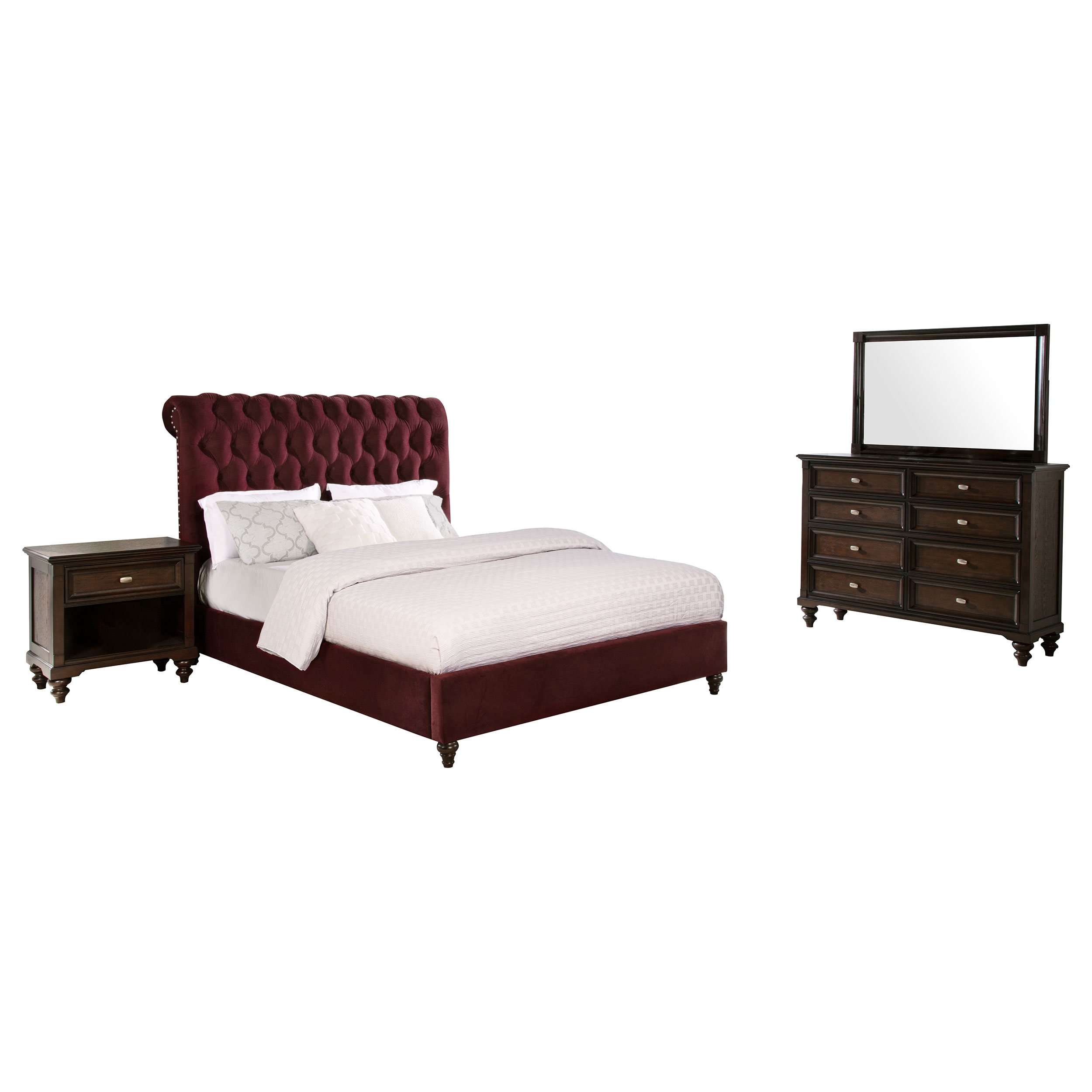 Devon 4-piece Queen Bedroom Set Wine Red and