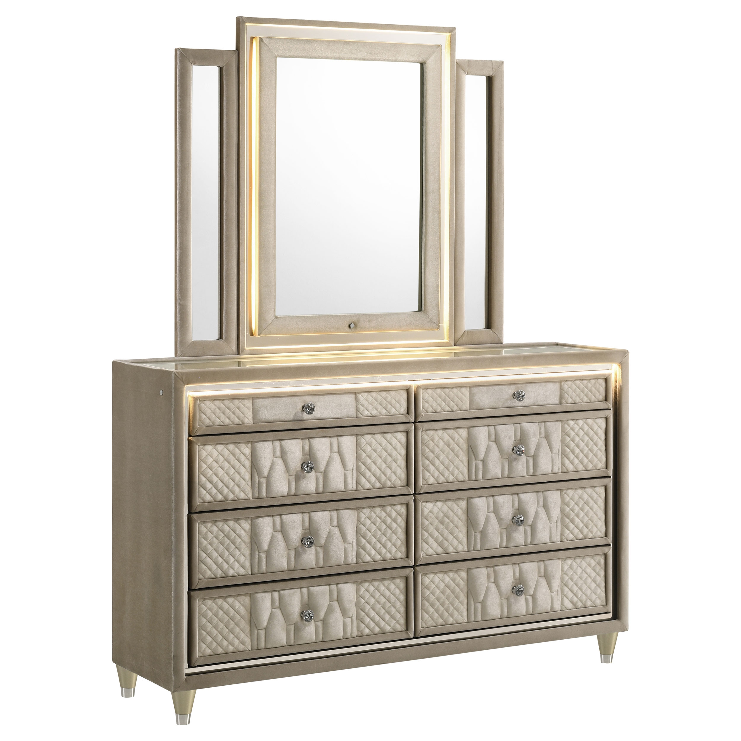 Lorient 8-drawer LED Dresser w/ Mirror
