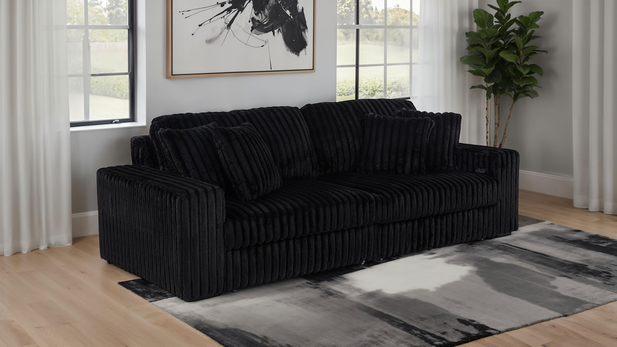 Jacana Corduroy Dual Power Chaise Sofa