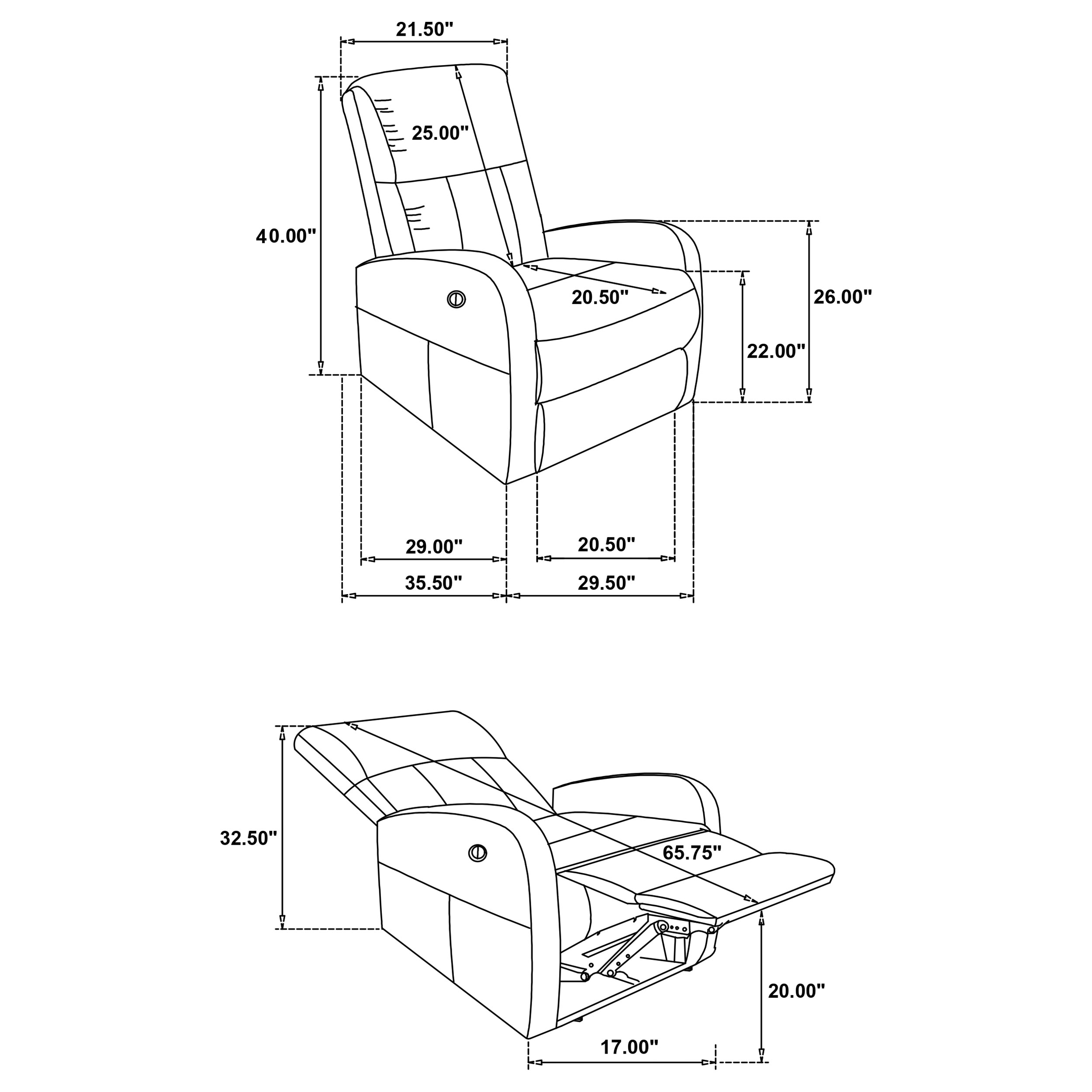Coaster Grant Grant Fabric Power Recliner Chair
