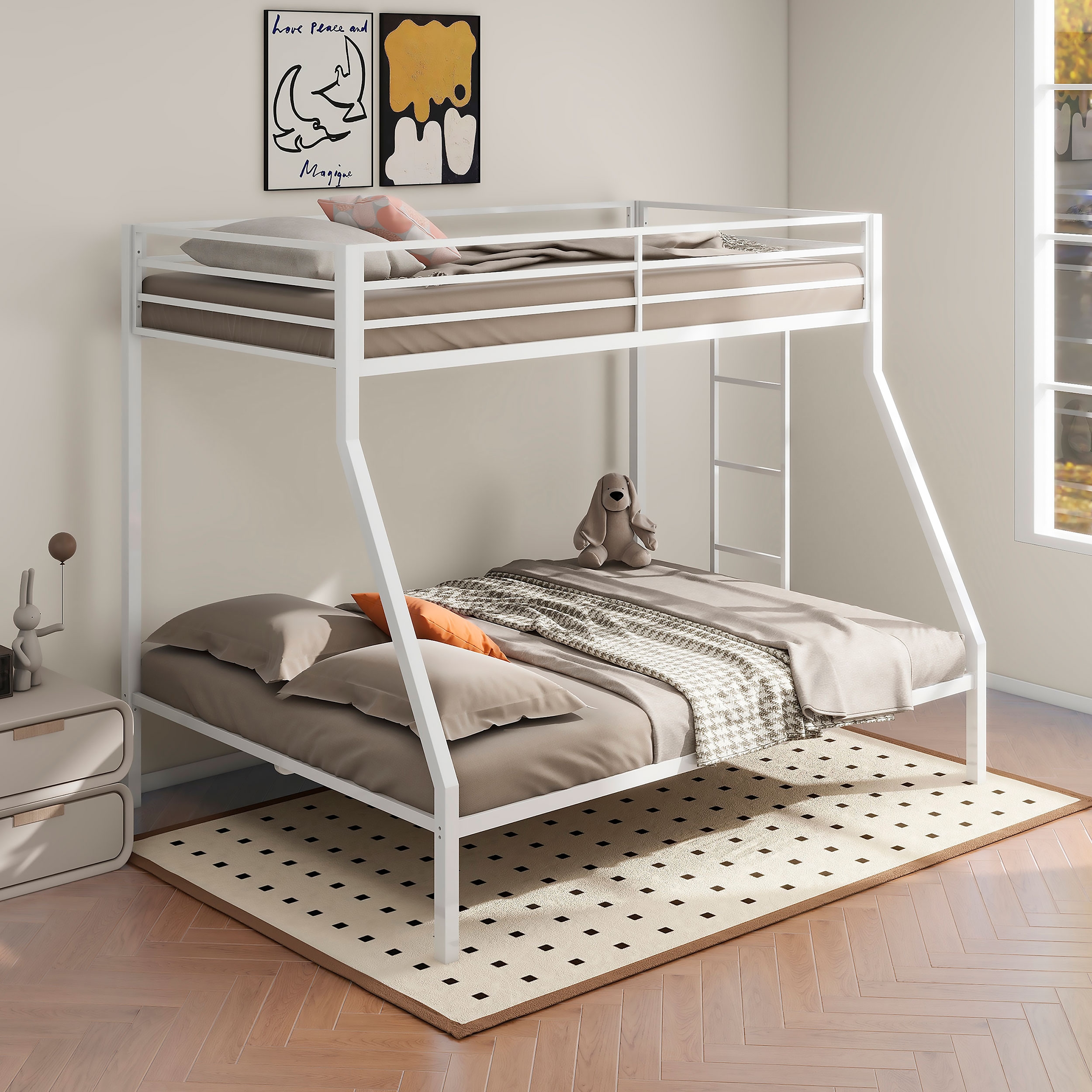 Alevera Twin Over Full Bunk Bed w/ Ladder