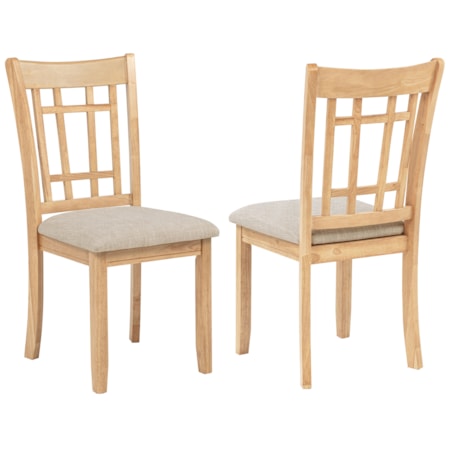 Wood Dining Side Chair Linen and