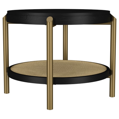 Arini Round End Side Table With Storage Shelf Black