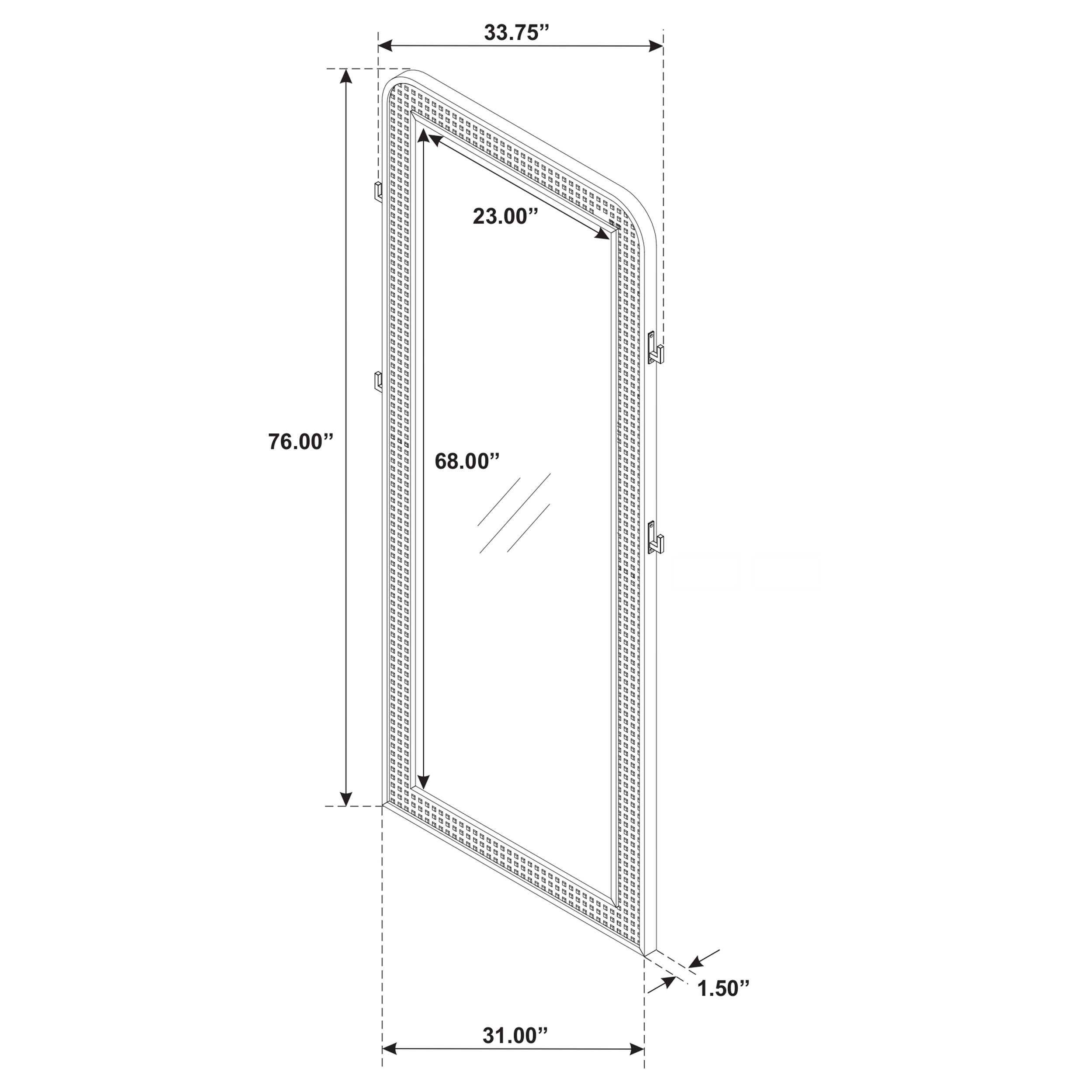 Coaster Arini Cane Weave Full Length Standing Floor Mirror