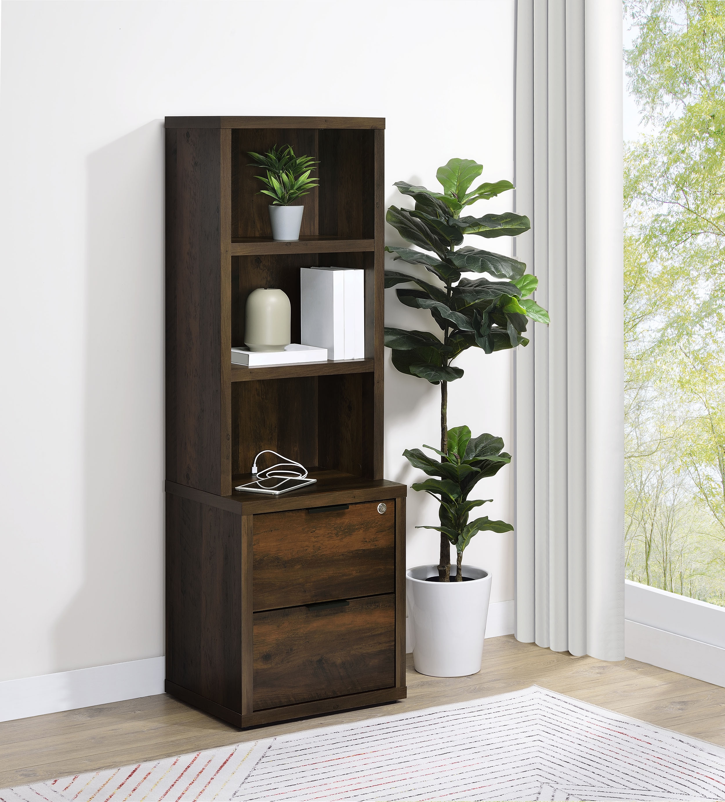 Westpark Bookcase USB and Lockable Drawer