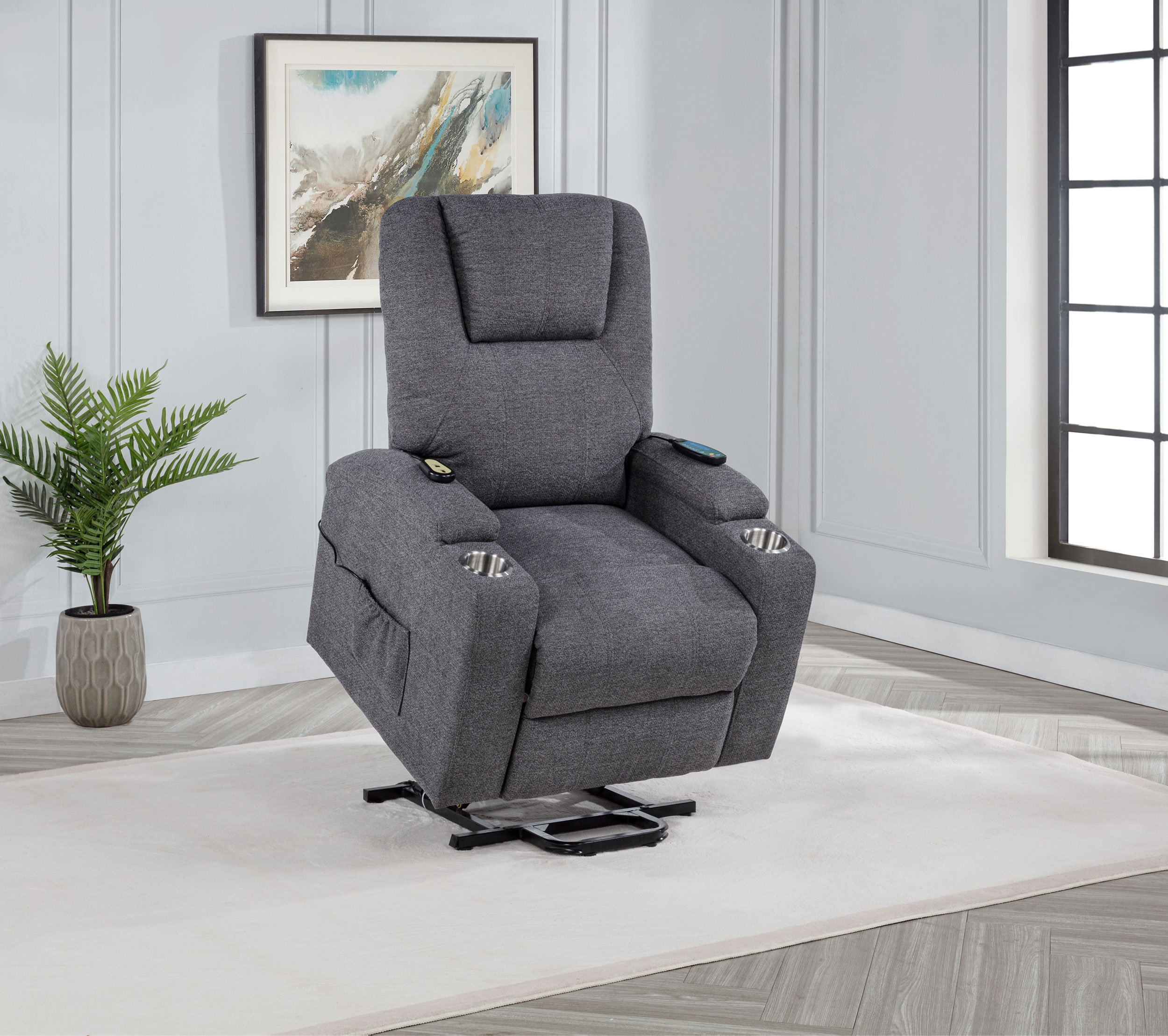 Louie Chenille Power Lift Massage Chair