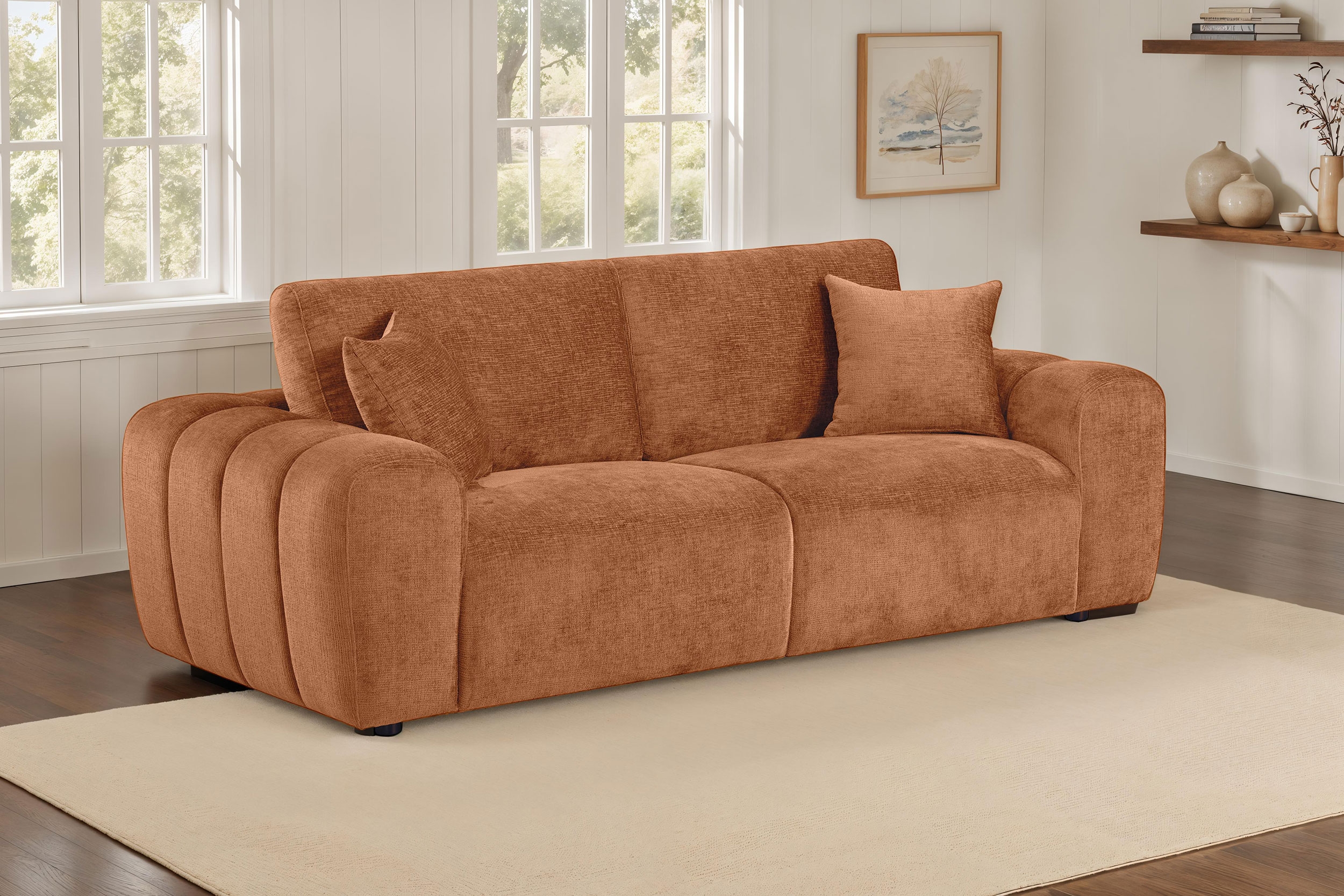 Coaster Burnett Burnett Chenille Wide Arm Sofa Burnt Orange