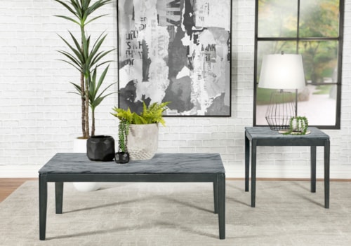 Mozzi 2-Piece Coffee And End Table Set Grey Faux Marble