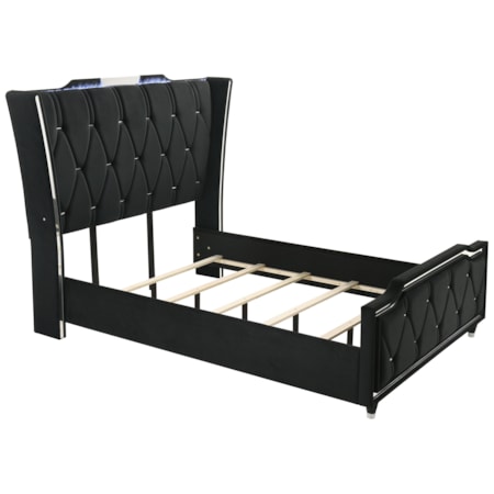 Lorient Queen LED Wingback Bed