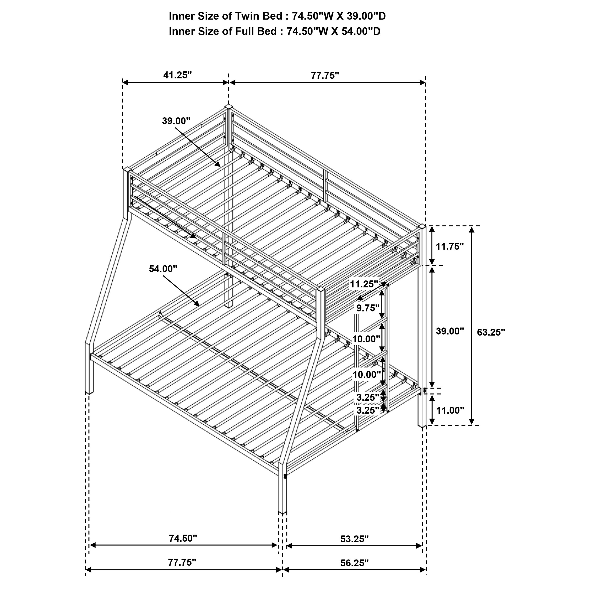 Coaster Alevera Alevera Twin Over Full Bunk Bed w/ Ladder