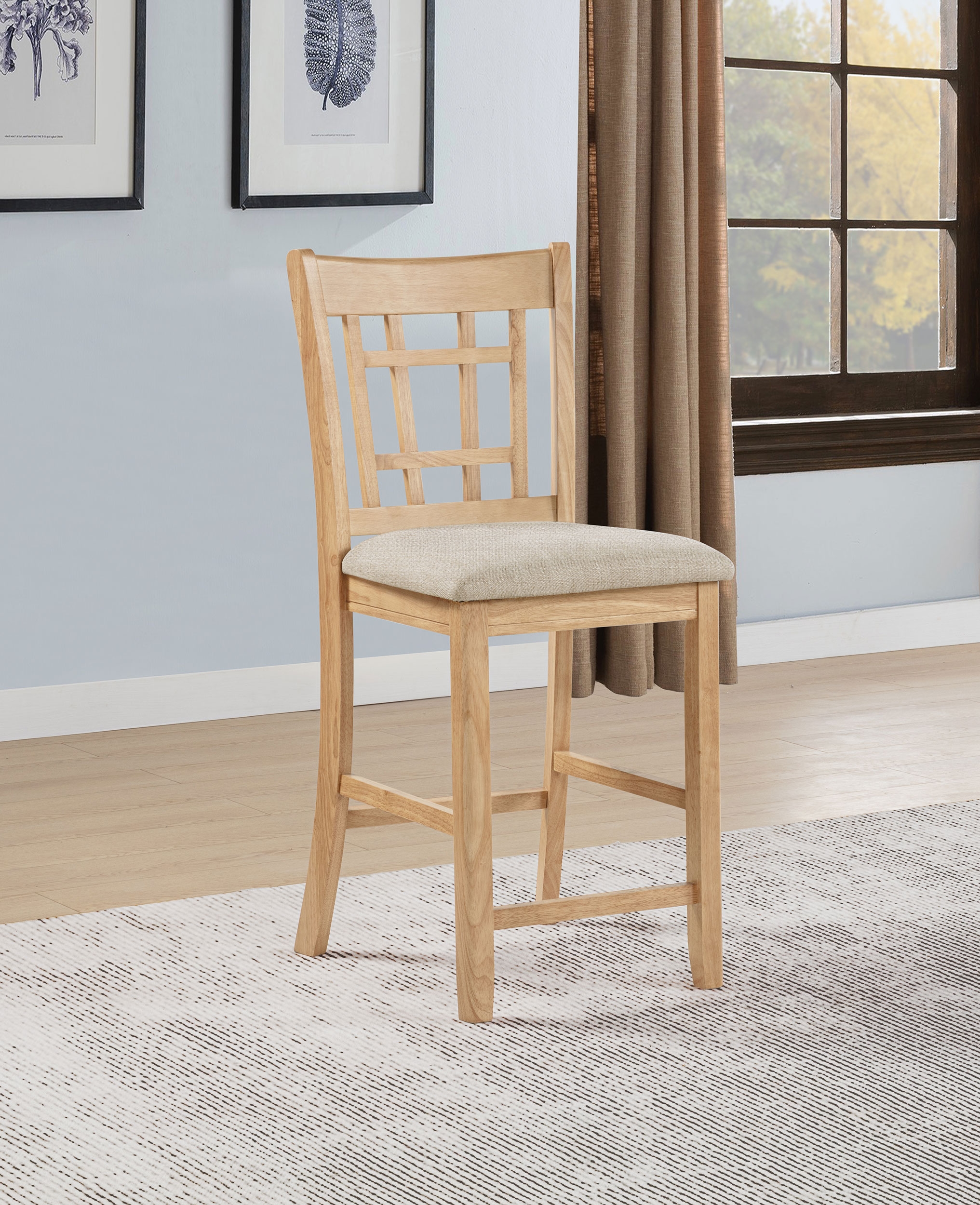Wood Counter Height Dining Chair Linen and