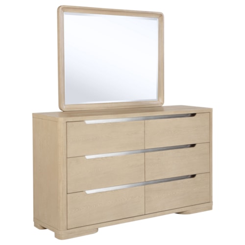 Ladera 6-Drawer Bedroom Dresser And Mirror Light Elm