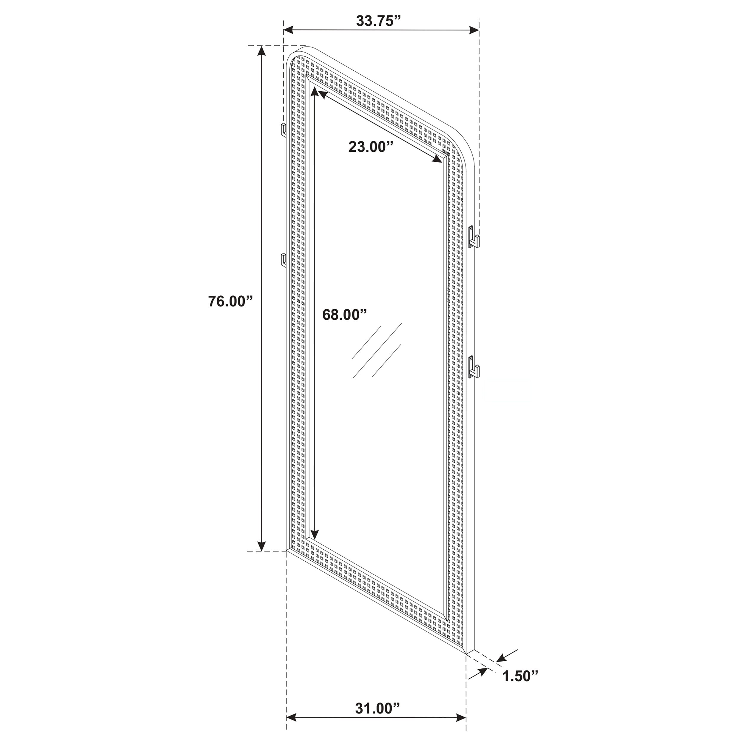 Coaster Arini Cane Weave Full Length Standing Floor Mirror