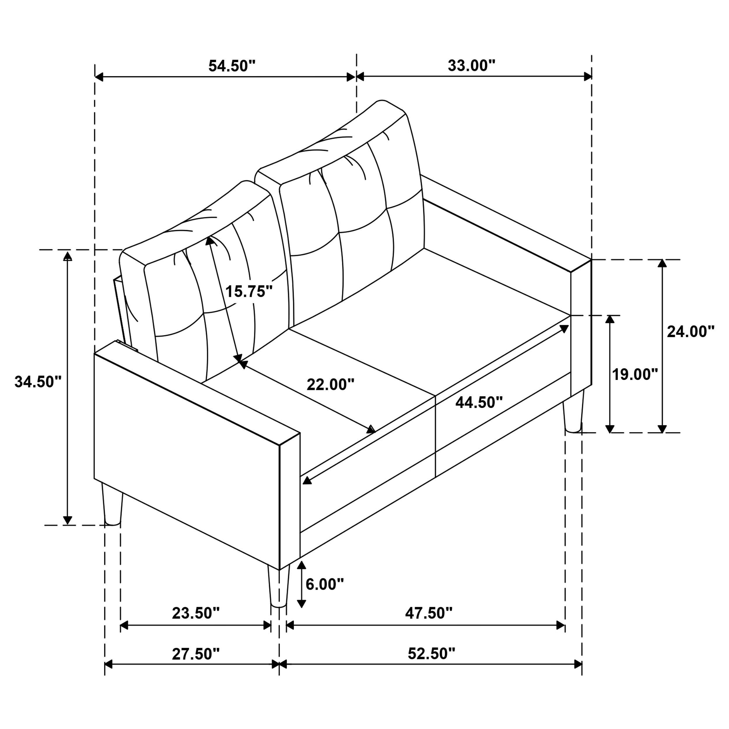 Coaster Bowen II Bowen II Fabric Loveseat Steel
