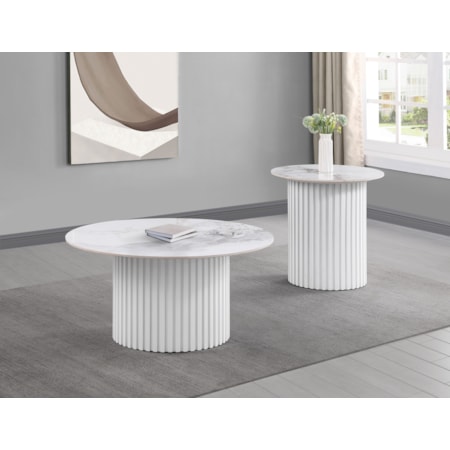 Rowena Sintered End Table Faux Marble