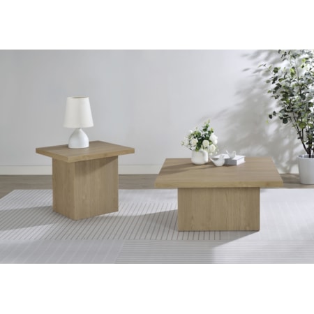 Devar Cocktail Coffee End Table Set Latte