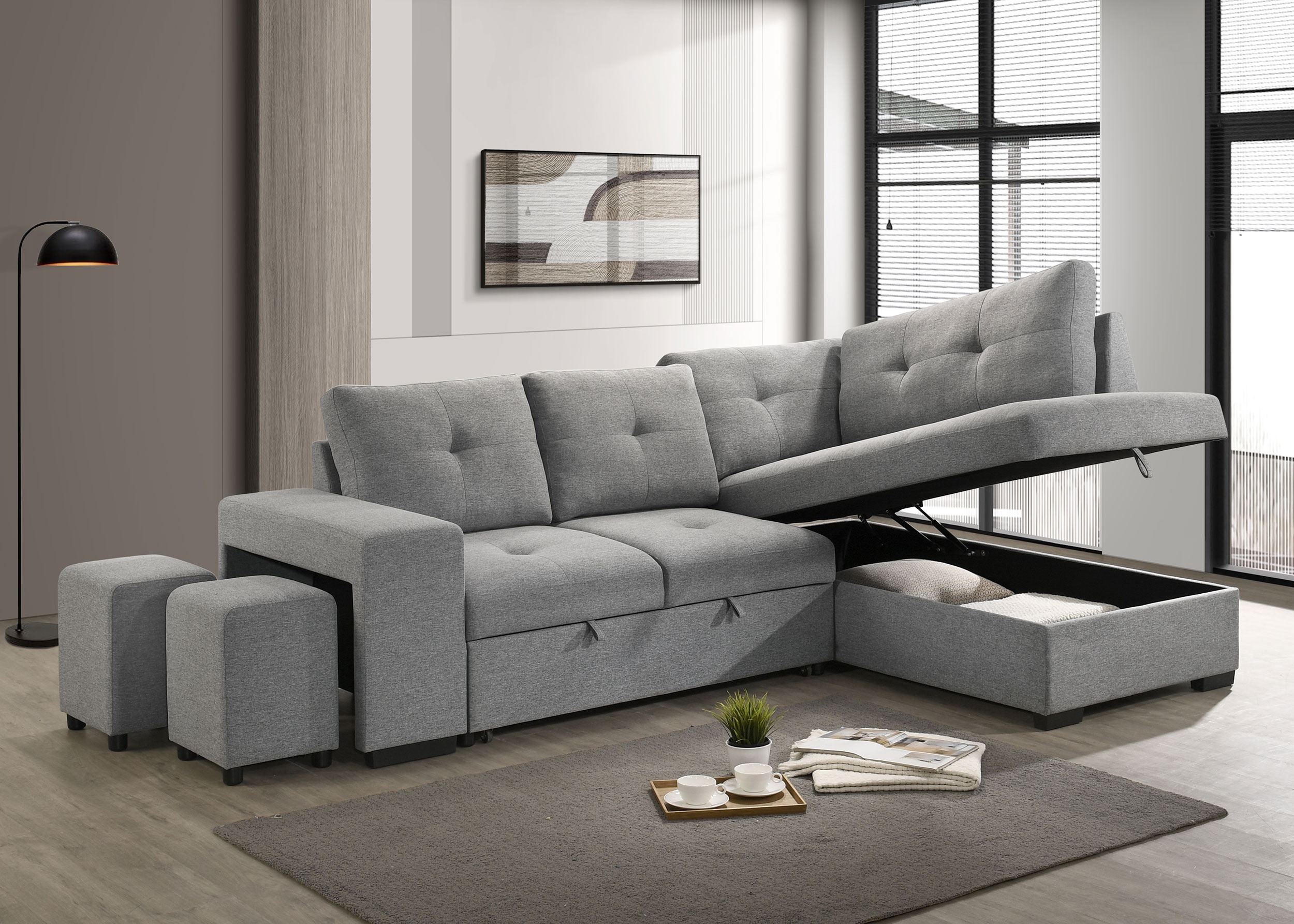 Roanne Fabric Sleeper Sectional Sofa