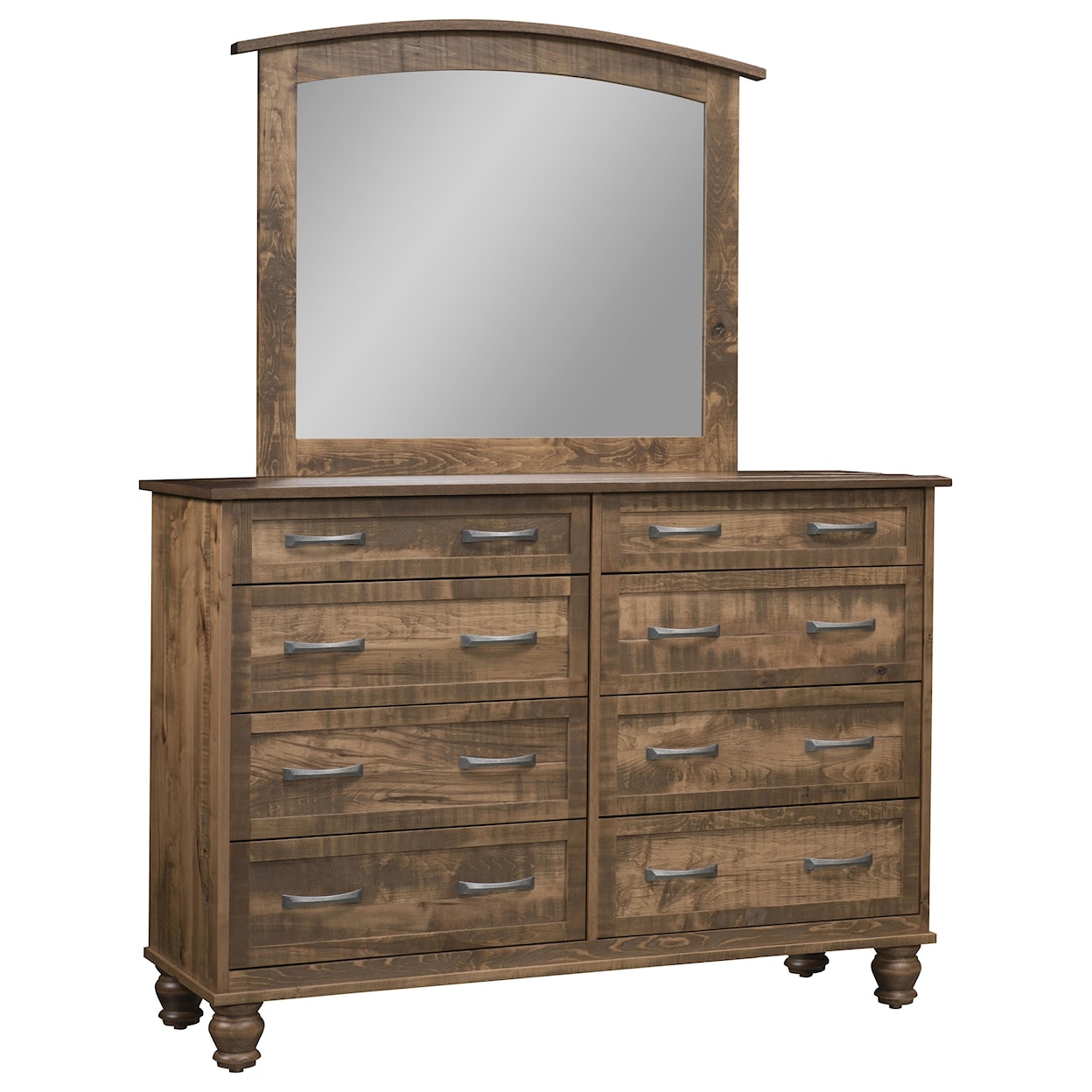 Wayside Custom Furniture Carson 8 Drawer Mule Dresser & Mirror