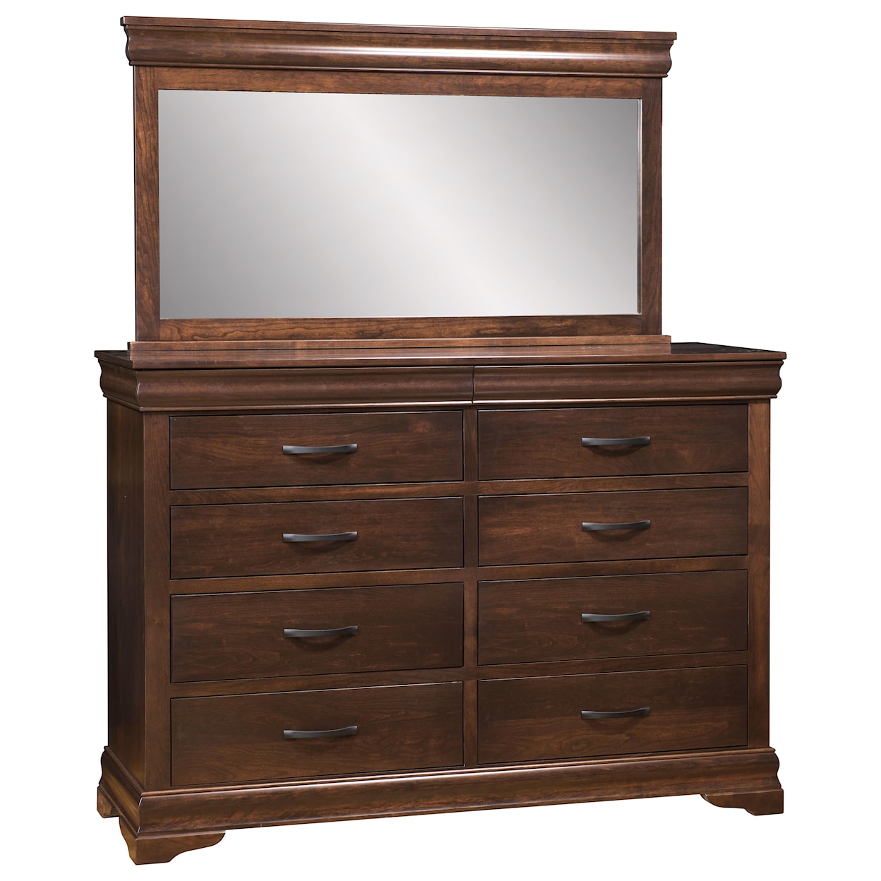 Wayside Custom Furniture Normandy 8 Drawer Mule Dresser & Mirror