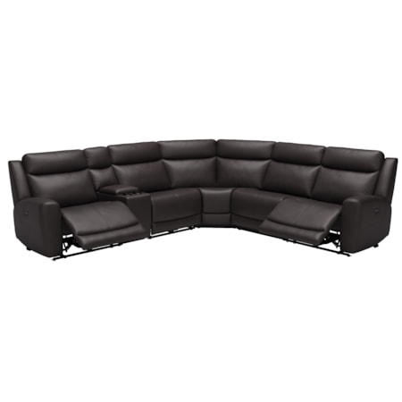 6Pc Leather/vinyl PWR HR Reclining Sectional