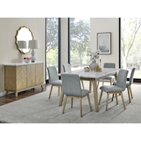 Vida 7-Piece Dining Set with Marble Top Dining Table and Dining Side Chairs