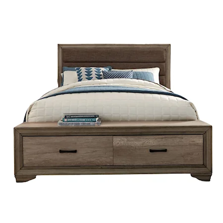 Queen Upholstered Bench Storage Bed