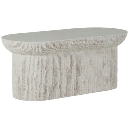 Cast Stone 42" Oval Sculptural Coffee Table