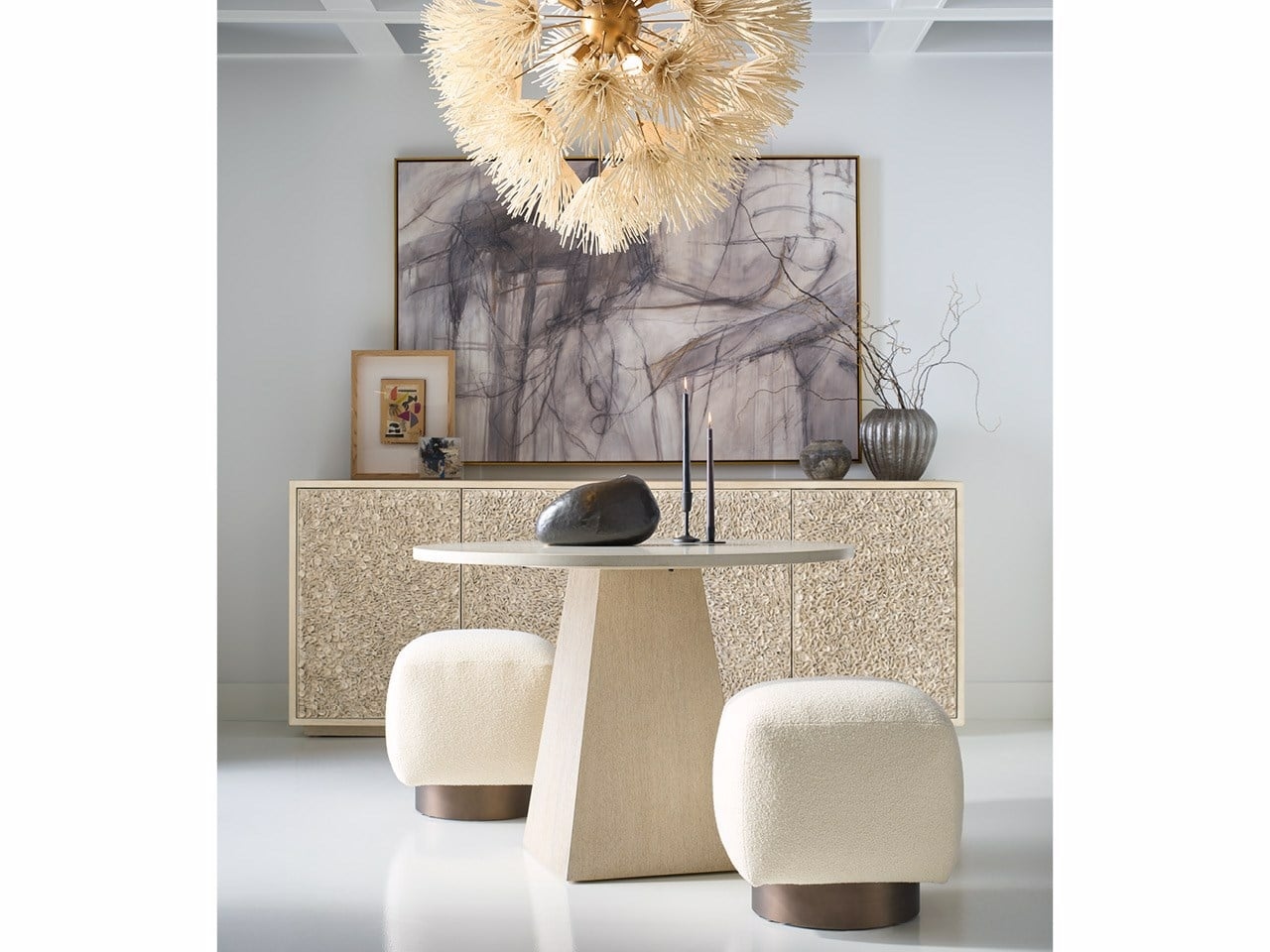 O'Connor Designs Modern- Mist & Veil 42" Quartz-Top Round Dining Table