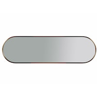 Contemporary Oval Mirror in White Satin Bonze