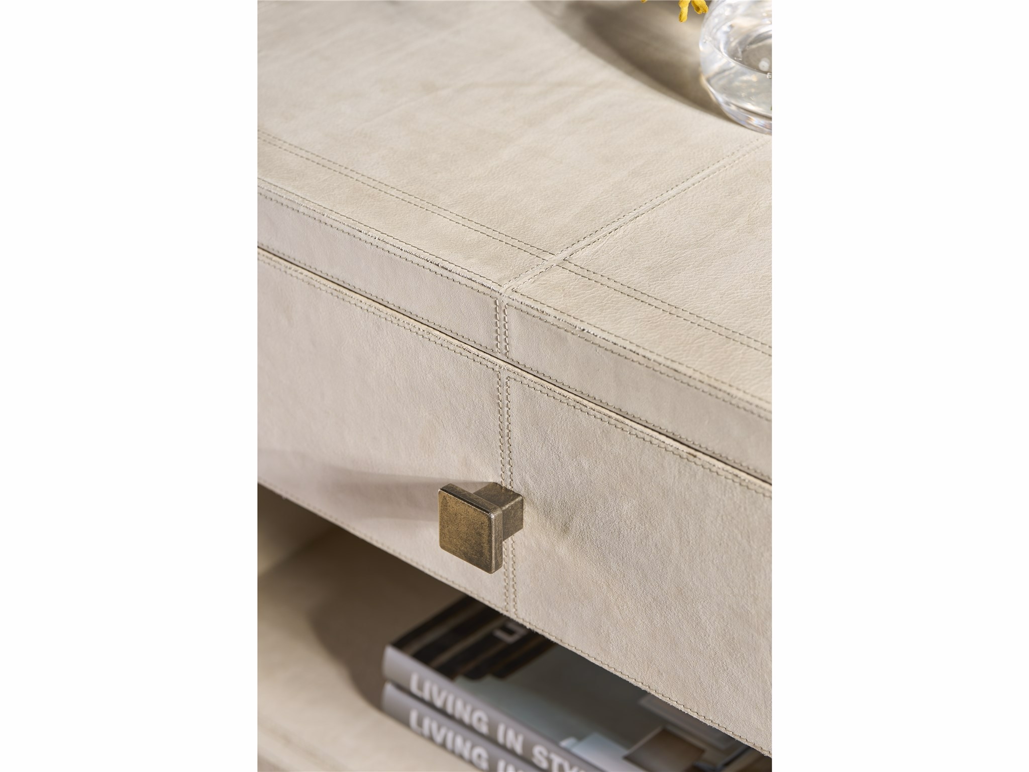 O'Connor Designs Modern- Mist & Veil Two-Drawer Leather-Wrapped Nightstand
