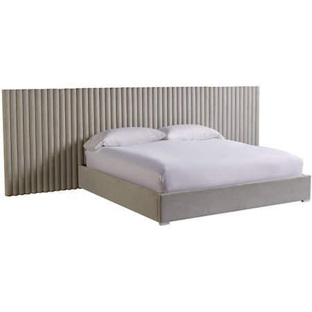 Contemporary Upholstered California King Wall Bed with Panels