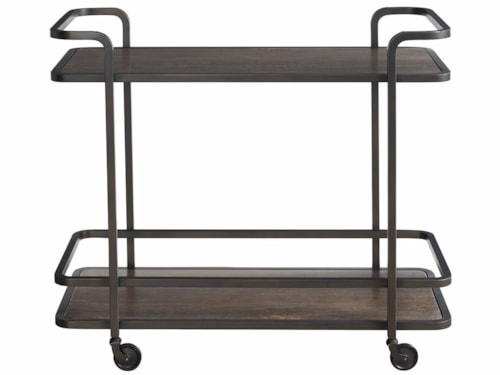 Contemporary Bar Cart with Travertine Marble Inlay
